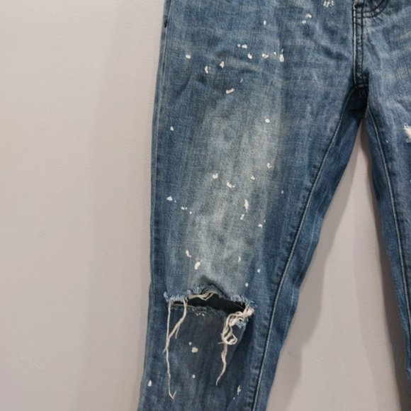 One Teaspoon Awesome Baggies Ripped Distressed Paint Splatter Jeans Size 26 - Picture 3 of 8